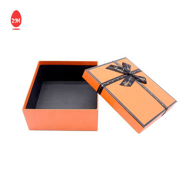 دائم البرتقال Bowknot كرتون هدية مربع التعبئة والتغليف مستطيل تخزين الورق المقوى