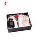 Caixa de embalagem de perfume de papel rígido com fita FSC gaveta deslizante preta caixa de presente
