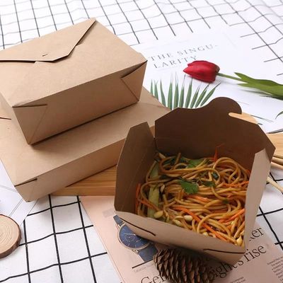 Printed Paper Bio Disposable Food Containers Takeaway Fast Food Packaging