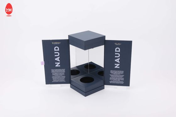 Contenitore d'imballaggio d'imballaggio di carta magnetico su ordinazione di vino del regalo della bottiglia di vino di Logo Black Luxury Red Wine con la finestra