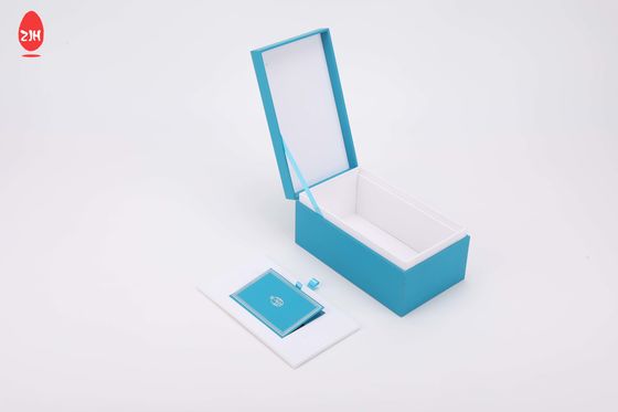 ट्रे के साथ लिड बेस ब्लू मैट परफ्यूम पैकेजिंग बॉक्स गिफ्ट एसेंशियल ऑयल खुशबू