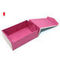 علبة هدايا مستطيلة من الورق المقوى قابلة للطي باللون الوردي مع غطاء رفرف